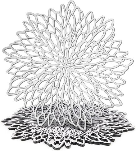 Juvale 10-Pack Gold Vinyl Placemats - Round Leaf Design Table Chargers for Fall Dining Table Settings (14.4 in) in Saudi Arabia