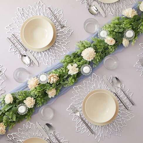 Juvale 10-Pack Gold Vinyl Placemats - Round Leaf Design Table Chargers for Fall Dining Table Settings (14.4 in) in Saudi Arabia