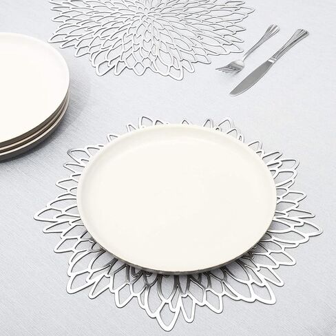 Juvale 10-Pack Gold Vinyl Placemats - Round Leaf Design Table Chargers for Fall Dining Table Settings (14.4 in) in Saudi Arabia