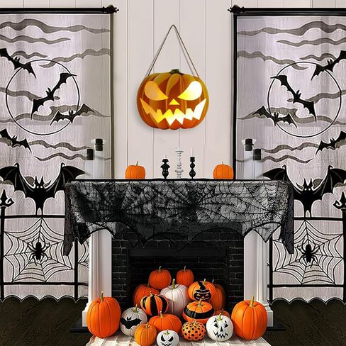 إكليل الهالوين للباب الأمامي يضيء ديكورات الهالوين، زينة منزلية داخلية وخارجية-1 in Kuwait