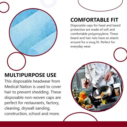 200 Pack Disposable Beard Nets for Men - Full Coverage Beard Covers, Breathable Beard Guards Food Service, Cooking, Cleaning, Construction & More | 200 Pack, White 18" Beard Net in Kuwait