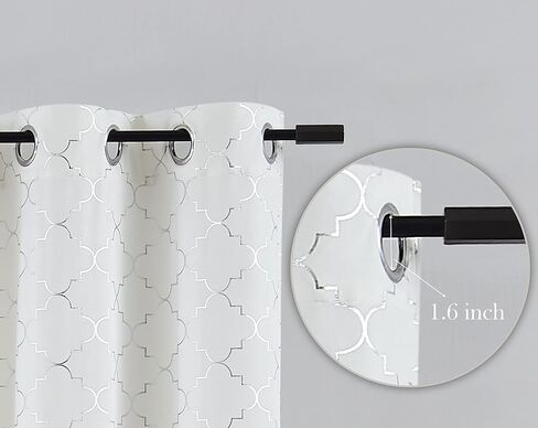 White and Silver Luxury Velvet Curtains 63 Inch Length for Living Room, Privacy Protection Blackout Curtains for Bedroom and Dining Room, Grommet Design Drapes with 52"Wx63"L in Saudi Arabia