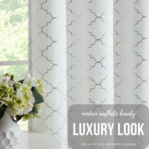 White and Silver Luxury Velvet Curtains 63 Inch Length for Living Room, Privacy Protection Blackout Curtains for Bedroom and Dining Room, Grommet Design Drapes with 52"Wx63"L in Saudi Arabia