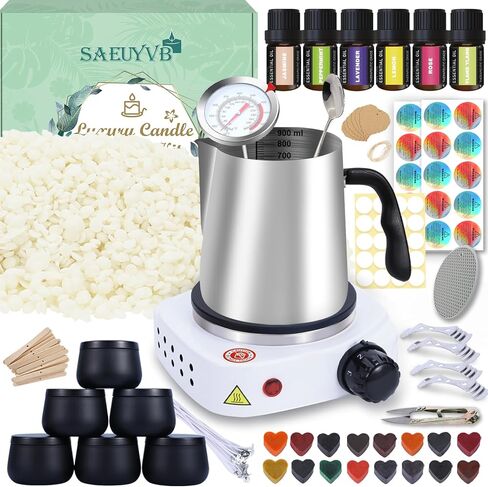 مجموعة صنع الشموع SAEUYVB للبالغين - مجموعة كاملة من لوازم صنع الشموع - مجموعة شموع الصويا - مجموعة صنع شموع الصويا المعطرة للمبتدئين - ديكور مثالي للحياة العائلية in Kuwait