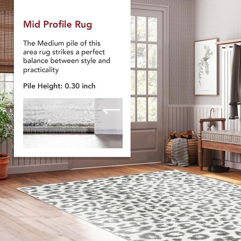 سجادة NuLOOM Annette Modern Leopard Print Accent، مقاس 3 × 5 بوصات، رمادية، مستطيلة، بسمك 0.35 بوصة in Saudi Arabia