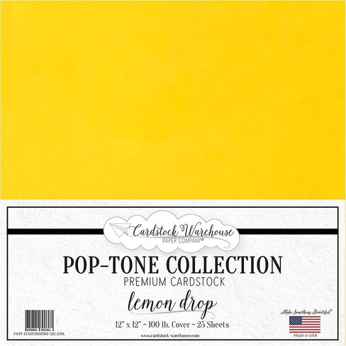 Cardstock Warehouse Pop Tone Lemon Drop - 12 x 12" - 100 Lb. / 270 Gsm Premium Matte Cardstock Paper - 25 Sheets in Saudi Arabia