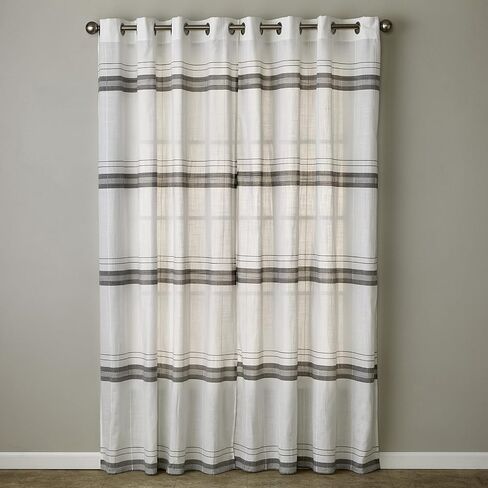 زوج ستائر SKL Home Slate Stripe Cafe (عبوة من قطعتين)، 56x24، أبيض in Kuwait