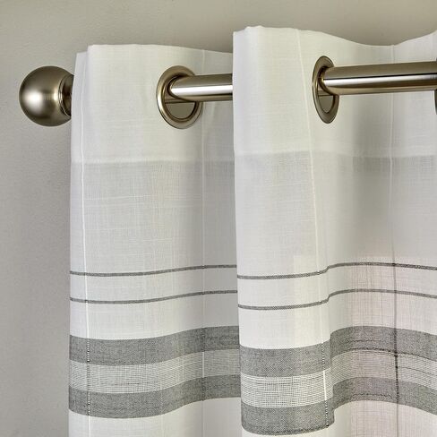 زوج ستائر SKL Home Slate Stripe Cafe (عبوة من قطعتين)، 56x24، أبيض in Kuwait