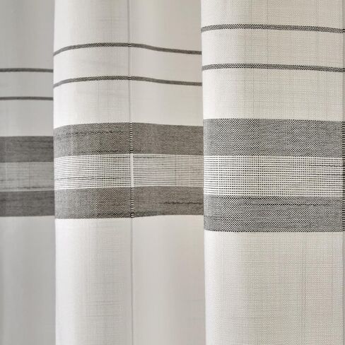 زوج ستائر SKL Home Slate Stripe Cafe (عبوة من قطعتين)، 56x24، أبيض in Kuwait