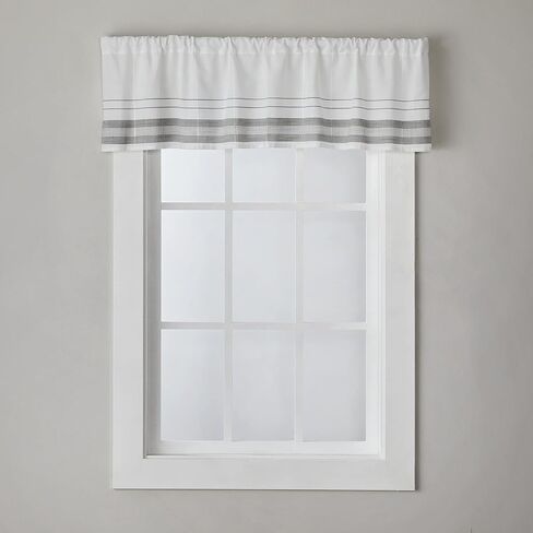 زوج ستائر SKL Home Slate Stripe Cafe (عبوة من قطعتين)، 56x24، أبيض in Kuwait