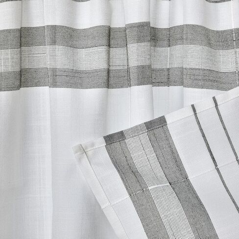 زوج ستائر SKL Home Slate Stripe Cafe (عبوة من قطعتين)، 56x24، أبيض in Kuwait