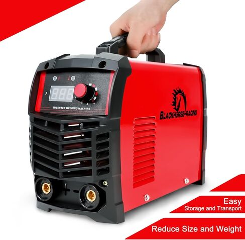 ماكينة لحام عصا BLACKHORSE-RACING، 110/220 فولت 160 أمبير ARC IGBT آلة لحام MMA، شاشة رقمية قابلة للتعديل، مع حامل قطب كهربائي، كماشة عمل، سلك تحويل القابس وفرشاة (أحمر) in Kuwait