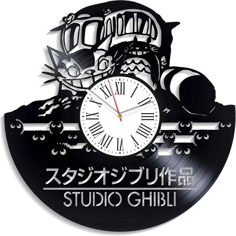 Ghibli Clock Original Clock Minimalist Decor for Kids Room Anime Wall Clock Large for Kids Ghibli Art for Boys Girls Vintage Vinyl Record Clock in Saudi Arabia