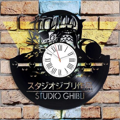 Ghibli Clock Original Clock Minimalist Decor for Kids Room Anime Wall Clock Large for Kids Ghibli Art for Boys Girls Vintage Vinyl Record Clock in Saudi Arabia