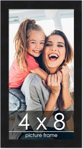 Poster Palooza 4x8 Frame Black Solid Wood Picture Frame | 0.75 Inch Moulding Width | Includes UV Acrylic Plexiglass, Foam Board Backing & Hanging Hardware in Kuwait