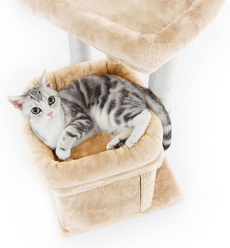 Pesofer Cat Tree, Small Cat Tower with Dangling Ball and Perch Light Gray in Kuwait