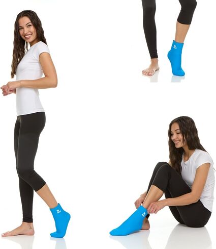FOMI Hot Cold Full Foot and Ankle Solid Gel Ice Pack | Premium Comfort 360 Degree Cooling Compression Wrap for Plantar Fasciitis, Heel Spurs, Achilles, Tendonitis, Sore Feet, Gout | One Size (Blue) in Saudi Arabia