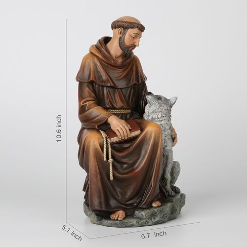 BC Catholic Saint Francis Statue, Inspirtional Garden Figure, Religious Gift,Devout Home décor,10.5" H, Renaissance Sculpture Handmade by Buildclassic in Saudi Arabia