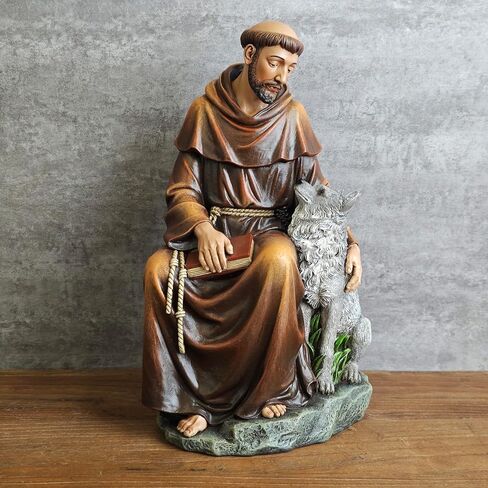 BC Catholic Saint Francis Statue, Inspirtional Garden Figure, Religious Gift,Devout Home décor,10.5" H, Renaissance Sculpture Handmade by Buildclassic in Saudi Arabia