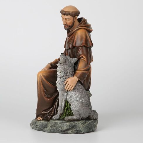 BC Catholic Saint Francis Statue, Inspirtional Garden Figure, Religious Gift,Devout Home décor,10.5" H, Renaissance Sculpture Handmade by Buildclassic in Saudi Arabia