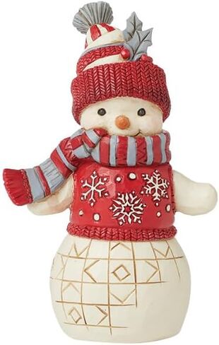 Enesco Jim Shore Heartwood Creek Nordic Noel Snowman with Winter Hat and Scarf Figurine- Stone Resin Hand Painted Crafted Collectible Snowman Figurines Christmas Home Decor Statue, 5.3 Inch in Saudi Arabia