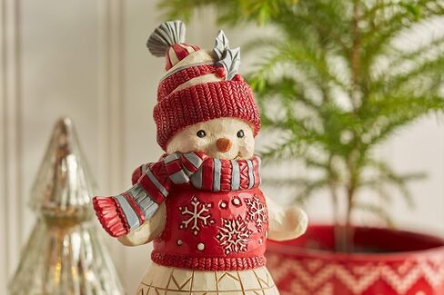 Enesco Jim Shore Heartwood Creek Nordic Noel Snowman with Winter Hat and Scarf Figurine- Stone Resin Hand Painted Crafted Collectible Snowman Figurines Christmas Home Decor Statue, 5.3 Inch in Saudi Arabia