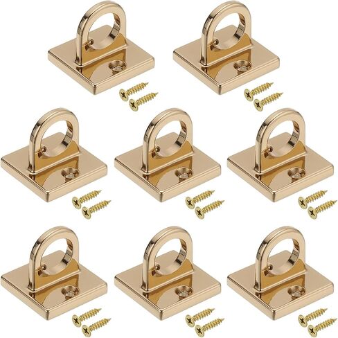 PATIKIL Pad Eye Plate U Hooks, 8 Pack Metal Ceiling Hook Wall Mount Loop with Screws Hardware Ring Hooks for Hanging Ropes in Queue Barrier, Matte Golden in Saudi Arabia
