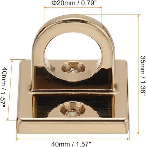PATIKIL Pad Eye Plate U Hooks, 8 Pack Metal Ceiling Hook Wall Mount Loop with Screws Hardware Ring Hooks for Hanging Ropes in Queue Barrier, Matte Golden in Saudi Arabia