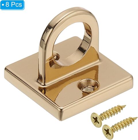 PATIKIL Pad Eye Plate U Hooks, 8 Pack Metal Ceiling Hook Wall Mount Loop with Screws Hardware Ring Hooks for Hanging Ropes in Queue Barrier, Matte Golden in Saudi Arabia