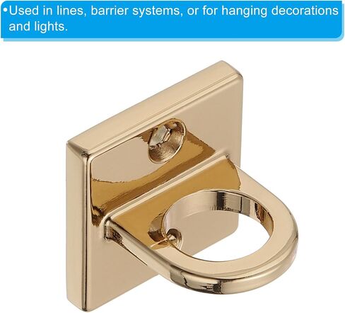 PATIKIL Pad Eye Plate U Hooks, 8 Pack Metal Ceiling Hook Wall Mount Loop with Screws Hardware Ring Hooks for Hanging Ropes in Queue Barrier, Matte Golden in Saudi Arabia