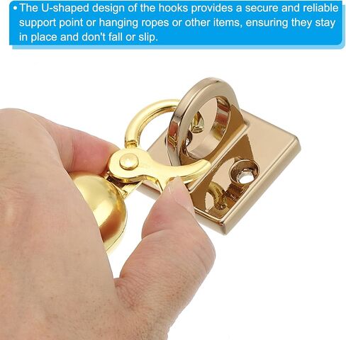 PATIKIL Pad Eye Plate U Hooks, 8 Pack Metal Ceiling Hook Wall Mount Loop with Screws Hardware Ring Hooks for Hanging Ropes in Queue Barrier, Matte Golden in Saudi Arabia