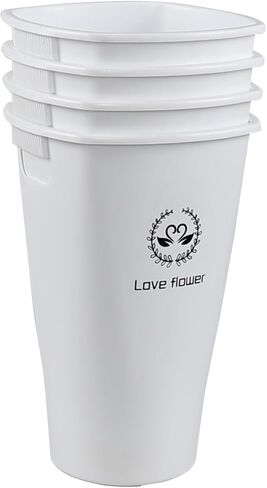 6 Pack Plastic Flower Vases, Flower Holder Bucket 12 Inch Farmhouse Modern Round Flower Bucket (White) in Saudi Arabia