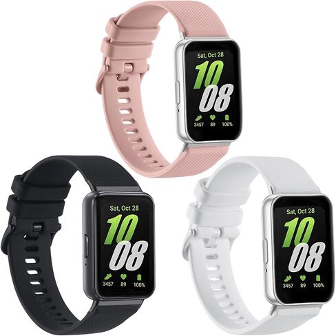 Nigaee 3 Pack Soft Silicone Watch Bands Compatible with Samsung Galaxy Fit 3,Adjustable Breathable Replacement Sport Straps & Slim Lace Silicone Wristbands for Women Men in Kuwait