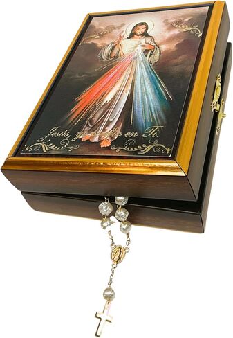 Saint Jude Thaddeus Handmade Wooden Rosary Case - 5.3 x 4.1 Inches (San Judas Tadeo) in Saudi Arabia