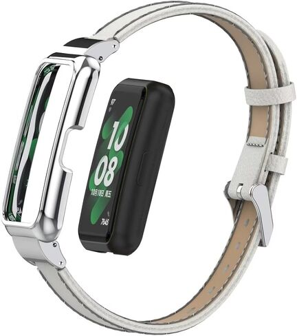 Wristband Compatible with Huawei Band 8 Band,Leather Replacement Bracelet Strap Accessories with Metal Frame for Huawei Band 7/8/9 in Saudi Arabia