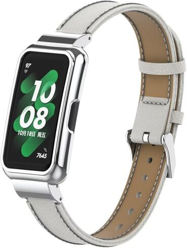 Wristband Compatible with Huawei Band 8 Band,Leather Replacement Bracelet Strap Accessories with Metal Frame for Huawei Band 7/8/9 in Saudi Arabia