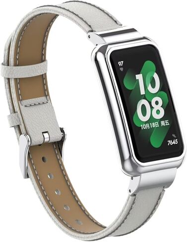 Wristband Compatible with Huawei Band 8 Band,Leather Replacement Bracelet Strap Accessories with Metal Frame for Huawei Band 7/8/9 in Saudi Arabia