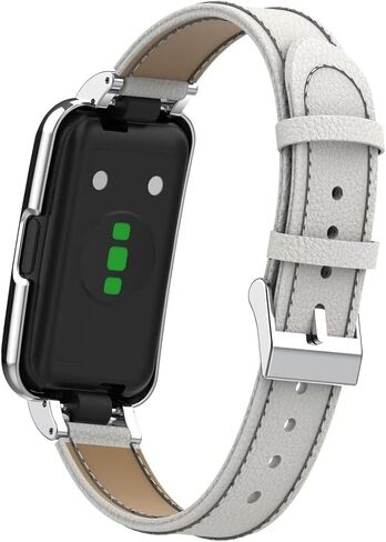 Wristband Compatible with Huawei Band 8 Band,Leather Replacement Bracelet Strap Accessories with Metal Frame for Huawei Band 7/8/9 in Saudi Arabia