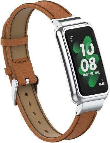 Wristband Compatible with Huawei Band 8 Band,Leather Replacement Bracelet Strap Accessories with Metal Frame for Huawei Band 7/8/9 in Saudi Arabia