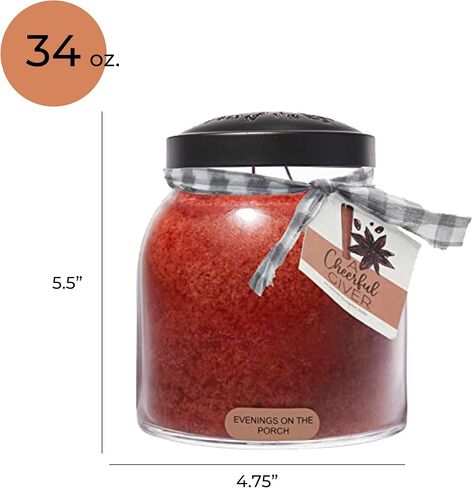 A Cheerful Giver — Evenings on the Porch - 34oz Papa Scented Candle Jar with Lid - Keepers of the Light - 155 Hours of Burn Time, Gift for Women, Red in Saudi Arabia