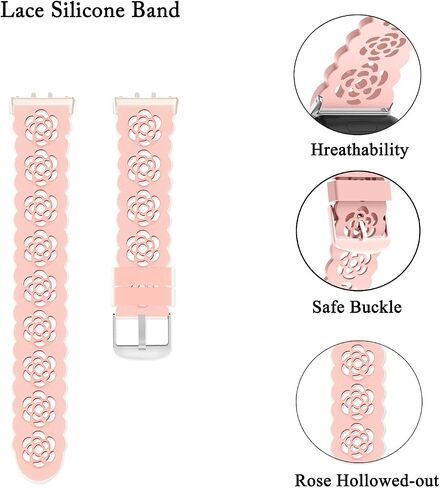 Nigaee 3 Pack Soft Silicone Watch Bands Compatible with Samsung Galaxy Fit 3,Adjustable Breathable Replacement Sport Straps & Slim Lace Silicone Wristbands for Women Men in Saudi Arabia