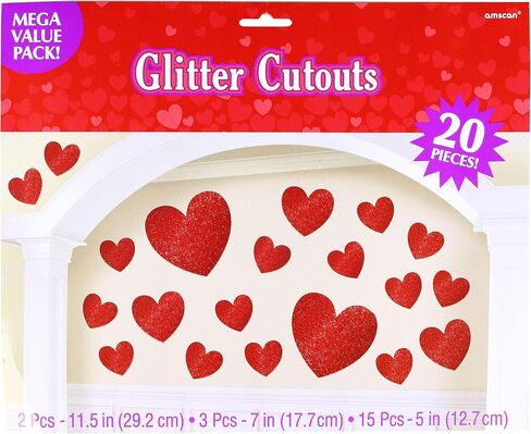 amscan Glitter Heart Cutouts 20ct in Saudi Arabia