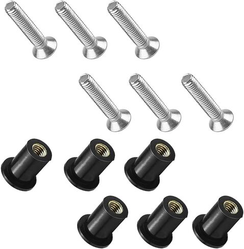 12PCS Rubber Well Nuts Screws for Canoe Boat Kayak Neoprene Well Nut Inc Stainless Steel ScrewNeoprene Expansion Brass Nuts Fairing Universal Motorcycle Fasteners with Stainless Steel M5 Black in Saudi Arabia
