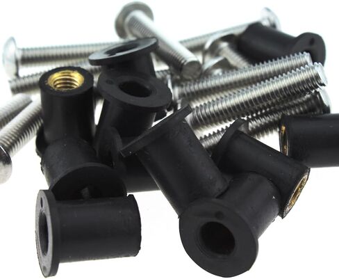 12PCS Rubber Well Nuts Screws for Canoe Boat Kayak Neoprene Well Nut Inc Stainless Steel ScrewNeoprene Expansion Brass Nuts Fairing Universal Motorcycle Fasteners with Stainless Steel M5 Black in Saudi Arabia