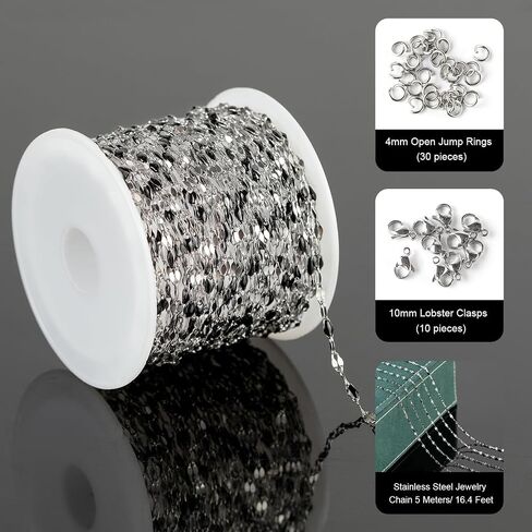 UMAOKANG 5 Meters Bulk Chain for Jewelry Making Gold Plated Stainless Steel Jewelry Making Supplies Women Necklace Bracelet DIY Jewelry Findings in Kuwait