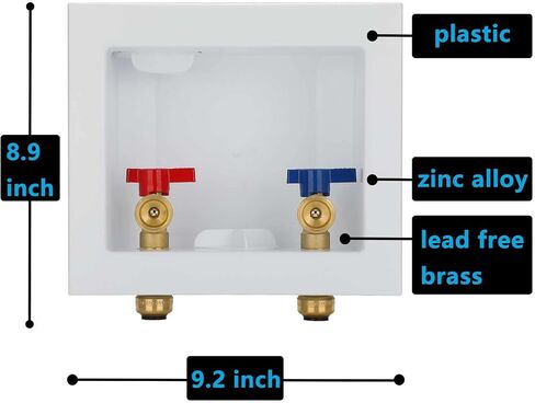 Washing Machine Outlet Box PEX with Center Drain, Inlet 1/2 inch PEX-B Crimp Barb F1807 x Outlet 3/4 inch NH Thread LI-520-11 in Kuwait