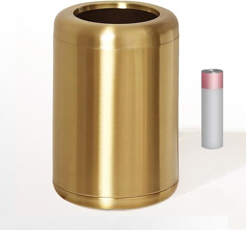 10L/2.6Gallon Small Gold Bathroom Trash Can,Brushed Gold Bathroom Garbage Can，Brass Trash Can for Bathroom,Vanity Bedroom,Hotel,Dressing Room，Rv, Store (135 Gold) in Saudi Arabia