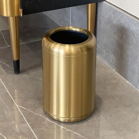 10L/2.6Gallon Small Gold Bathroom Trash Can,Brushed Gold Bathroom Garbage Can，Brass Trash Can for Bathroom,Vanity Bedroom,Hotel,Dressing Room，Rv, Store (135 Gold) in Saudi Arabia