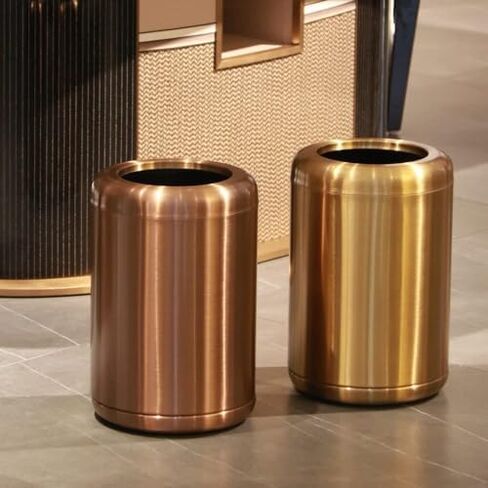 10L/2.6Gallon Small Gold Bathroom Trash Can,Brushed Gold Bathroom Garbage Can，Brass Trash Can for Bathroom,Vanity Bedroom,Hotel,Dressing Room，Rv, Store (135 Gold) in Saudi Arabia
