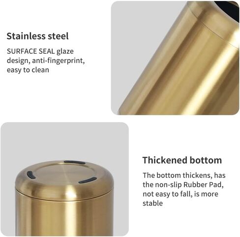 10L/2.6Gallon Small Gold Bathroom Trash Can,Brushed Gold Bathroom Garbage Can，Brass Trash Can for Bathroom,Vanity Bedroom,Hotel,Dressing Room，Rv, Store (135 Gold) in Saudi Arabia